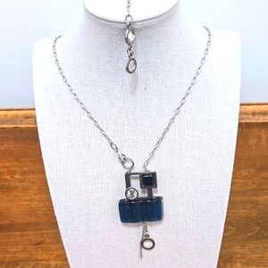 CRE ART QUEBEC CANADA FUSED GLASS/METAL/CRYSTALS NECKLACE